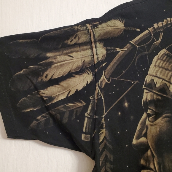 Vintage Liquid Blue 1996 Native American Wolf All Over Print 2 Stitch Size L - Picture 6 of 8